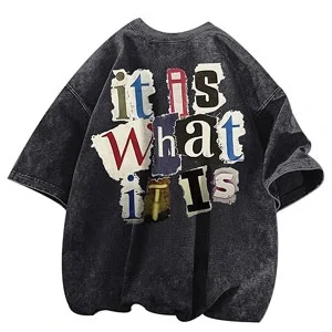 Men's Graphic Tees Funny Letter Print Vintage Oversize T Shirts