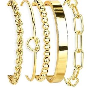 Gold Bracelets Set for Women Non Tarnish, 14K Gold Plated